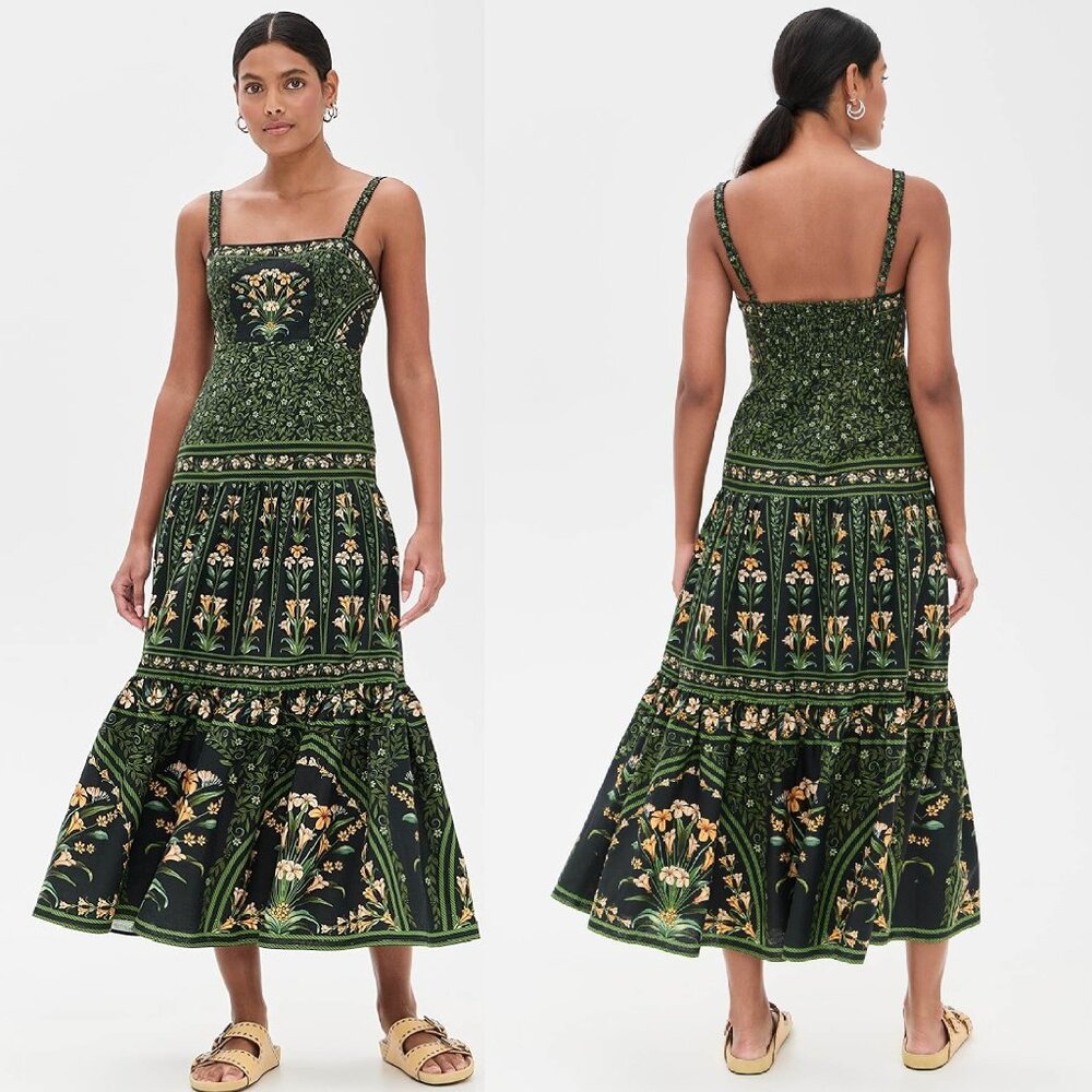 Farm Rio Black Flowers Arch Sleeveless Maxi Dress NWT
